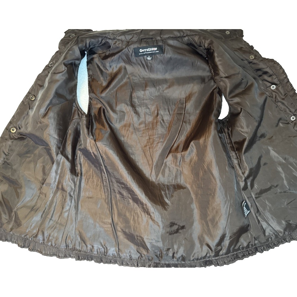 Coffee Shop NY Vest Quilted Women's Size Small Brown Ruffles Coquette Girl - Picture 11 of 14